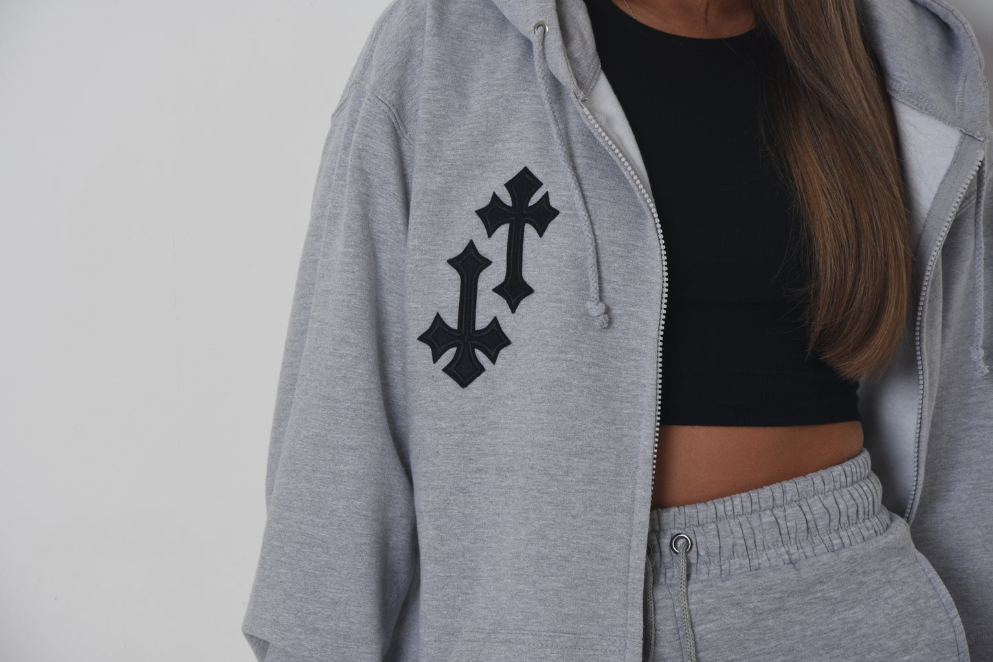 ‘CROSSED OUT’ ZIP JACKET- GREY & BLACK