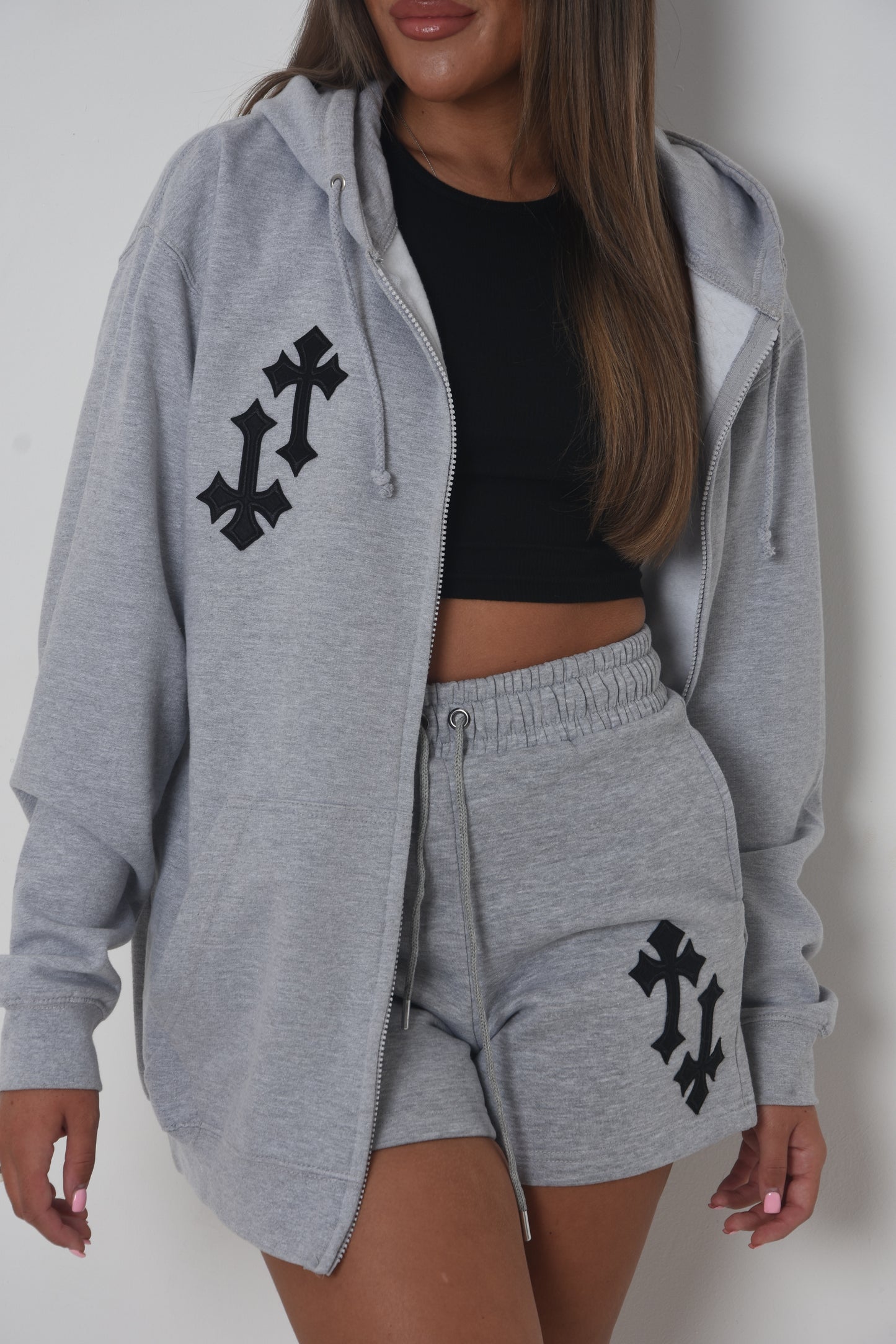 ‘CROSSED OUT’ ZIP JACKET- GREY & BLACK