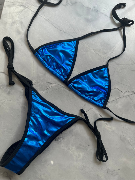 METALLIC BIKINI SET- BLUE & BLACK