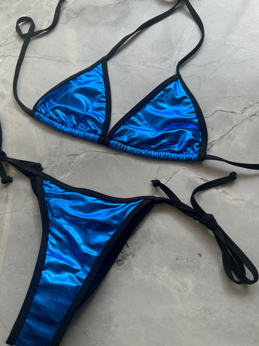 METALLIC BIKINI SET- BLUE & BLACK