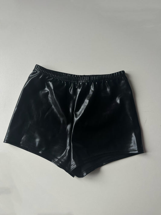 METALLIC STRETCH KNICKER SHORTS- BLACK