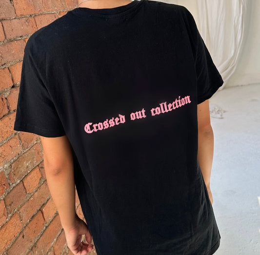 ‘CROSSED OUT’ T SHIRT- PINK