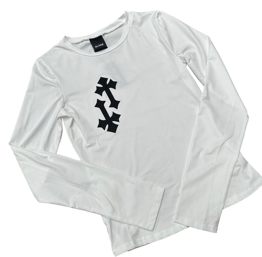 ‘CROSSED OUT’ BODYFORM TOP- WHITE & BLACK