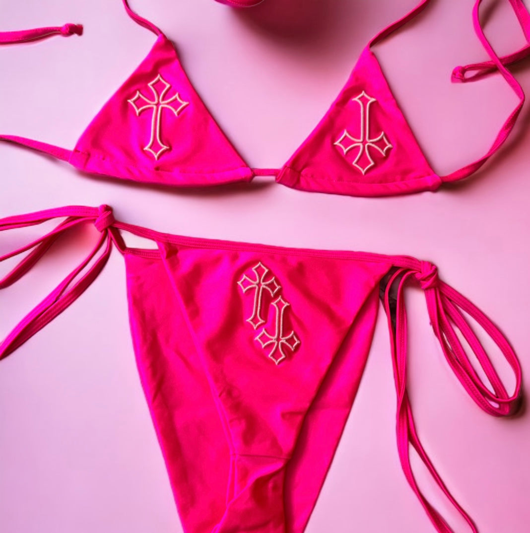 ‘CROSSED OUT’ BIKINI BOTTOMS- PINK