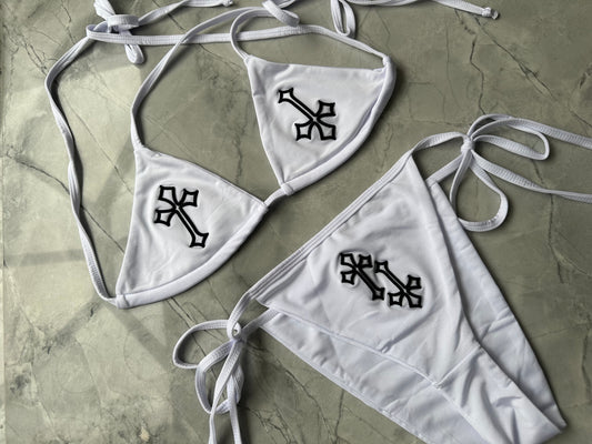 ‘CROSSED OUT’ BIKINI SET- WHITE & BLACK