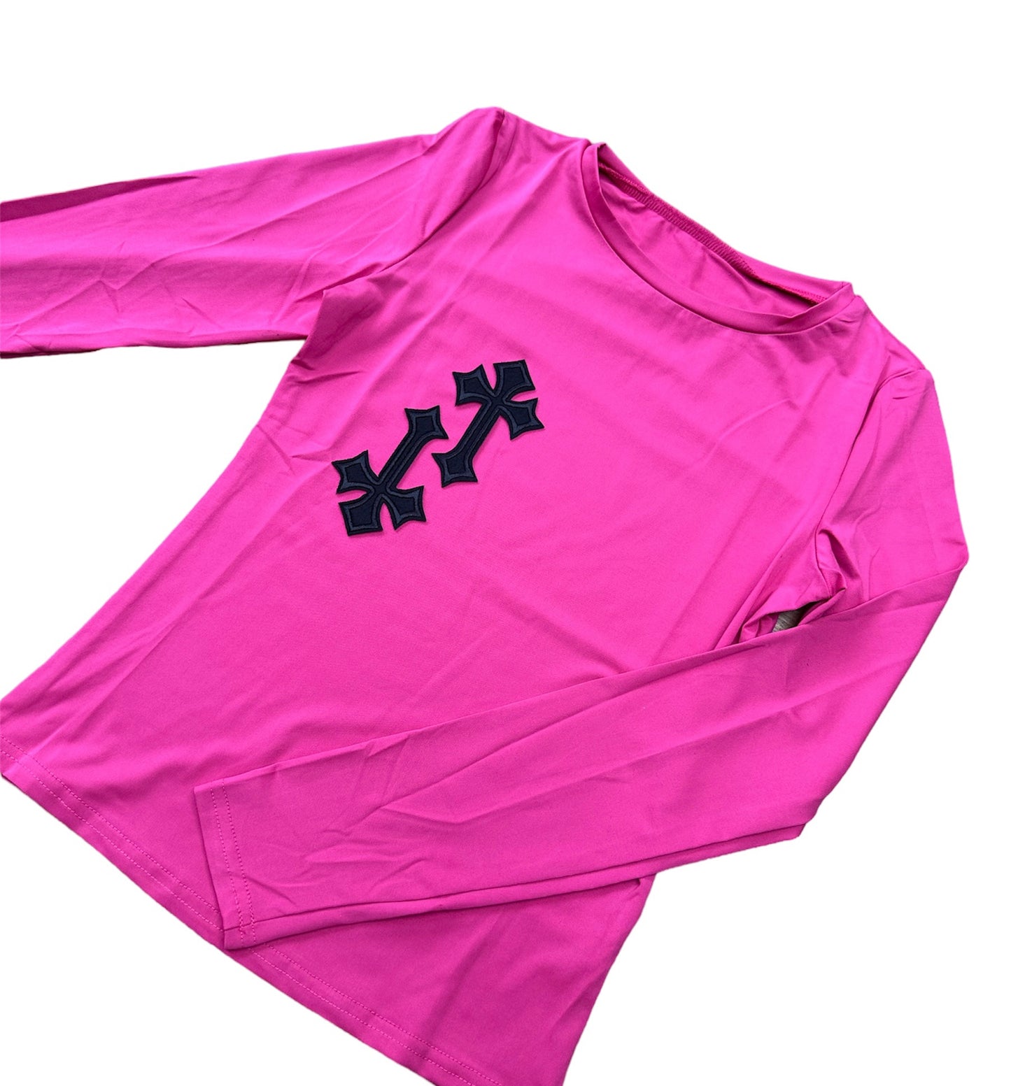 ‘CROSSED OUT’ BODYFORM TOP- FUSCHIA & BLACK