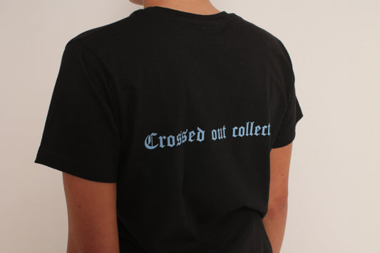 ‘CROSSED OUT’ T SHIRT- BLUE