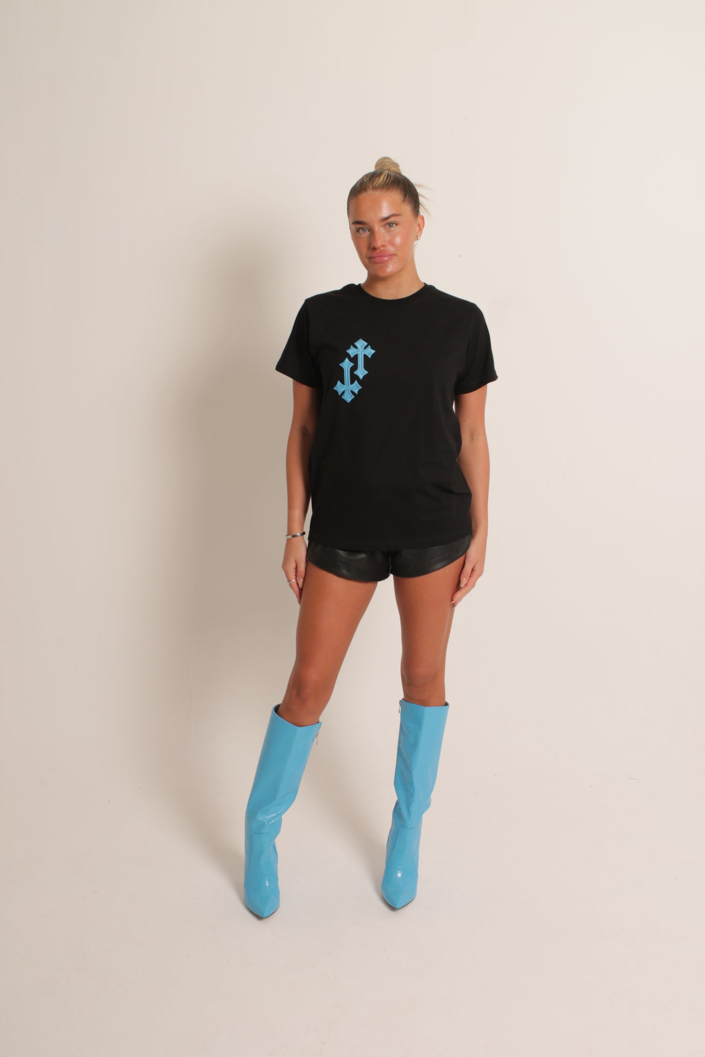 ‘CROSSED OUT’ T SHIRT- BLUE