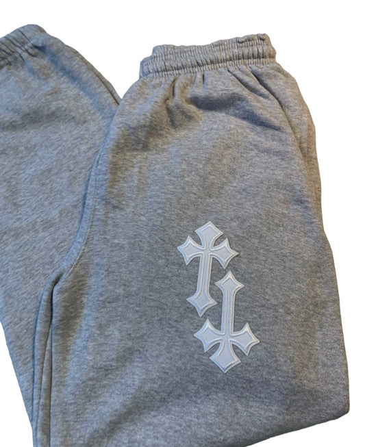 ‘CROSSED OUT’ JOGGERS- GREY & WHITE