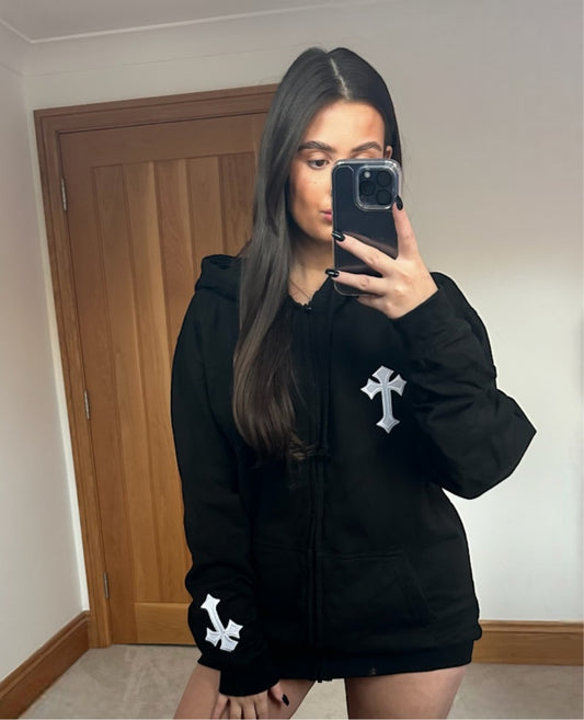 ‘CROSSED OUT’ ZIP JACKET- BLACK & WHITE