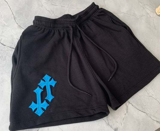 ‘CROSSED OUT’ SHORTS- BLUE