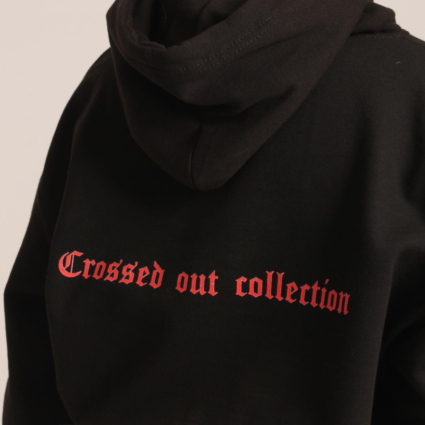 ‘CROSSED OUT’ HOODIE- BLACK & RED