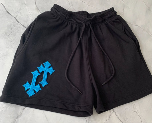 ‘CROSSED OUT’ SHORTS- BLUE